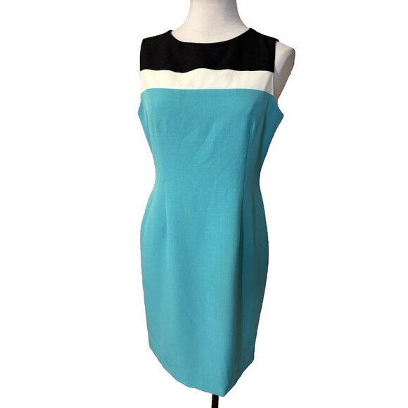 Kasper Dresses & Skirts - Kasper Dress 6P Sleeveless Sheath Dress Blue Black White NEW NWT